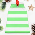 Horizontal Stripes - White and Light Green Ornament (Bell)