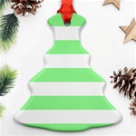 Horizontal Stripes - White and Light Green Ornament (Christmas Tree)