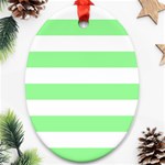 Horizontal Stripes - White and Light Green Oval Ornament (Two Sides)
