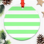 Horizontal Stripes - White and Light Green Round Ornament (Two Sides)