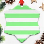Horizontal Stripes - White and Light Green Snowflake Ornament (Two Sides)
