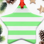 Horizontal Stripes - White and Light Green Ornament (Star)