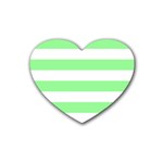 Horizontal Stripes - White and Light Green Heart Coaster (4 pack)
