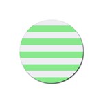 Horizontal Stripes - White and Light Green Rubber Round Coaster (4 pack)
