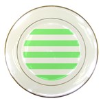 Horizontal Stripes - White and Light Green Porcelain Plate