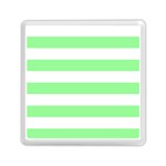 Horizontal Stripes - White and Light Green Memory Card Reader with Storage (Square)