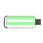 Horizontal Stripes - White and Light Green Portable USB Flash (Two Sides)