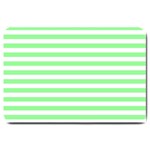 Horizontal Stripes - White and Light Green Large Doormat