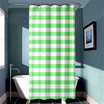 Horizontal Stripes - White and Light Green Shower Curtain 36  x 72  (Stall)