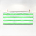 Horizontal Stripes - White and Light Green Hand Towel