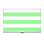 Horizontal Stripes - White and Light Green Business Card Holder