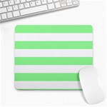 Horizontal Stripes - White and Light Green Large Mousepad