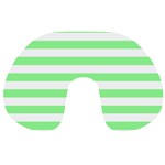 Horizontal Stripes - White and Light Green Travel Neck Pillow