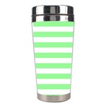 Horizontal Stripes - White and Light Green Stainless Steel Travel Tumbler