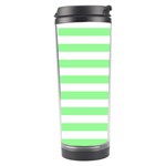 Horizontal Stripes - White and Light Green Travel Tumbler