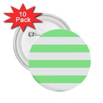 Horizontal Stripes - White and Light Green 2.25  Button (10 pack)
