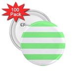 Horizontal Stripes - White and Light Green 2.25  Button (100 pack)