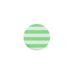 Horizontal Stripes - White and Light Green 1  Mini Magnet