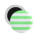 Horizontal Stripes - White and Light Green 2.25  Magnet