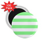 Horizontal Stripes - White and Light Green 2.25  Magnet (100 pack)