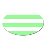Horizontal Stripes - White and Light Green Magnet (Oval)