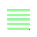 Horizontal Stripes - White and Light Green Magnet (Square)