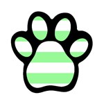 Horizontal Stripes - White and Light Green Magnet (Paw Print)