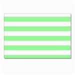 Horizontal Stripes - White and Light Green Postcard 4  x 6 