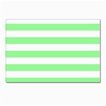 Horizontal Stripes - White and Light Green Postcards 5  x 7  (Pkg of 10)
