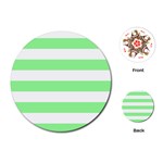 Horizontal Stripes - White and Light Green Playing Cards (Round)