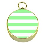 Horizontal Stripes - White and Light Green Gold Compass
