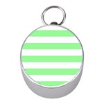 Horizontal Stripes - White and Light Green Silver Compass (Mini)