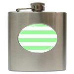 Horizontal Stripes - White and Light Green Hip Flask (6 oz)
