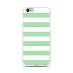 Horizontal Stripes - White and Celadon Green Apple iPhone 6/6S Silicone Case (Transparent)