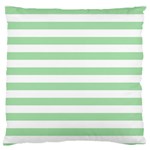 Horizontal Stripes - White and Celadon Green Large Cushion Case (Two Sides)