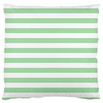Horizontal Stripes - White and Celadon Green Large Flano Cushion Case (Two Sides)