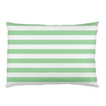 Horizontal Stripes - White and Celadon Green Pillow Case (Two Sides)