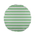 Horizontal Stripes - White and Celadon Green Standard 15  Premium Flano Round Cushion