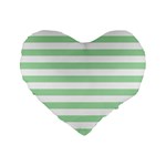 Horizontal Stripes - White and Celadon Green Standard 16  Premium Heart Shape Cushion