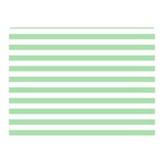 Horizontal Stripes - White and Celadon Green Double Sided Flano Blanket (Mini)