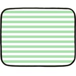 Horizontal Stripes - White and Celadon Green Fleece Blanket (Mini)