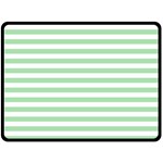 Horizontal Stripes - White and Celadon Green Double Sided Fleece Blanket (Large) (Two Sides)