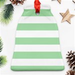 Horizontal Stripes - White and Celadon Green Bell Ornament (Two Sides)