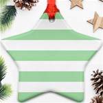 Horizontal Stripes - White and Celadon Green Ornament (Star)