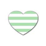 Horizontal Stripes - White and Celadon Green Heart Coaster (4 pack)