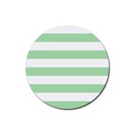 Horizontal Stripes - White and Celadon Green Rubber Coaster (Round)