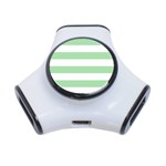 Horizontal Stripes - White and Celadon Green Portable USB Hub (One Side)