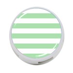 Horizontal Stripes - White and Celadon Green 4-Port USB Hub (One Side)