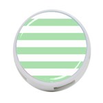Horizontal Stripes - White and Celadon Green 4-Port USB Hub (Two Sides)