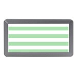 Horizontal Stripes - White and Celadon Green Memory Card Reader (Mini)